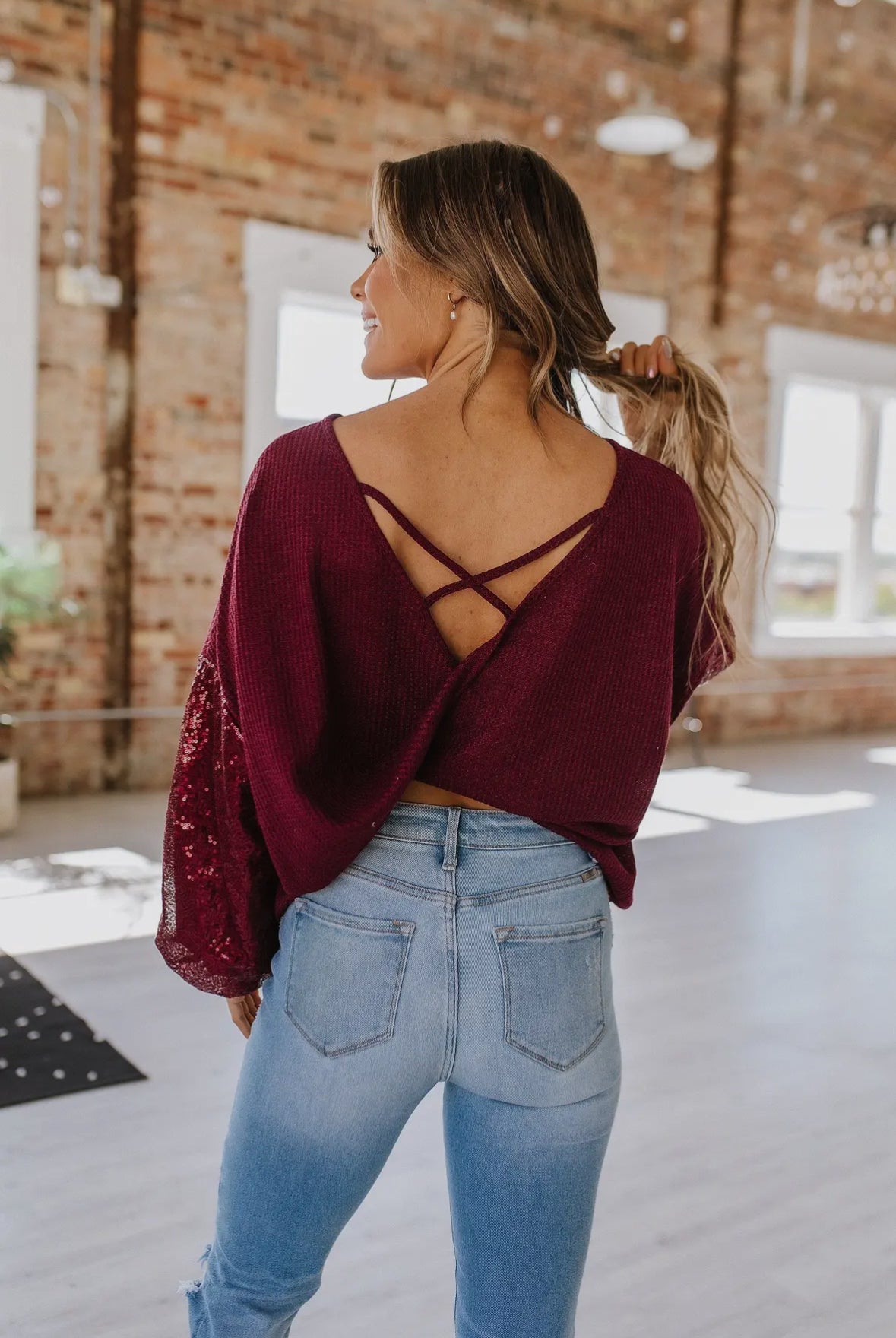 Sequin Sleeve Top