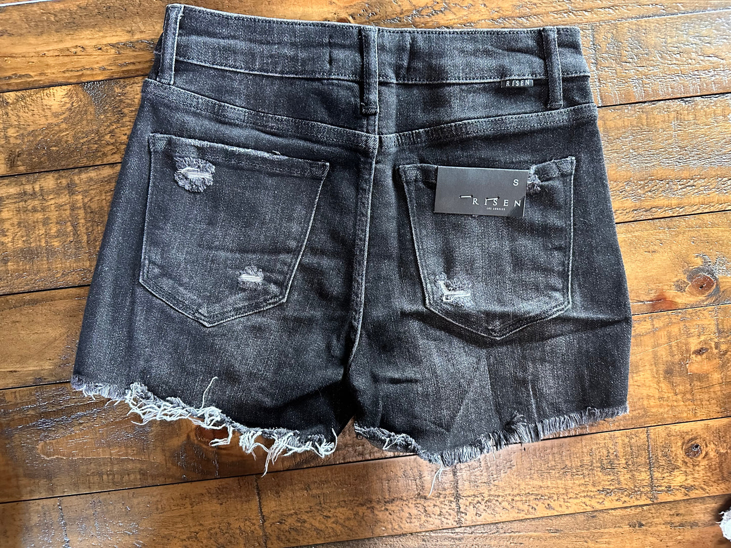 Black Distressed Shorts-Risen Brand